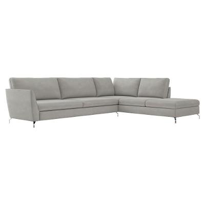Sofá de Canto Direito 262Cm Olívia Suede Cinza Gran Belo