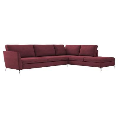 Sofá de Canto Direito 262Cm Olívia Suede Bordô Gran Belo