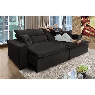 Sofá Londres 2.70m Retrátil E Reclinável Pillow Top - Marrom