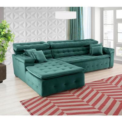Sofá Orlando 2.40x1.50m Com Chaise, Retrátil E Reclinável - Verde