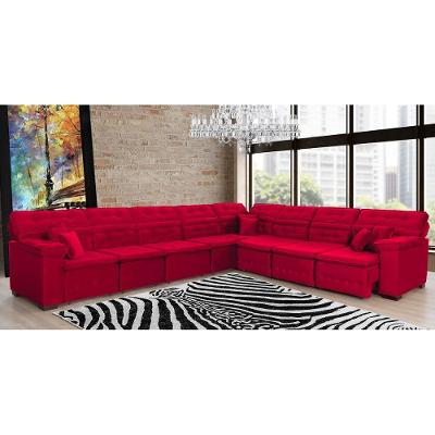 Sofá Magno 3.97x3.97m De Canto, Retrátil E Reclinável - Vermelho
