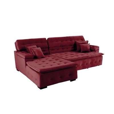 Sofá Orlando 2.20x2.10m Com Chaise, Retrátil E Reclinável - Vinho