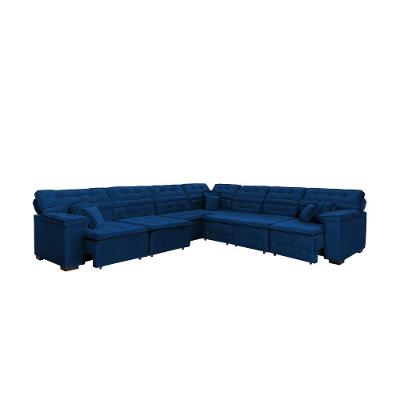 Sofá Magno 3.97x3.97m De Canto, Retrátil E Reclinável - Azul