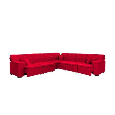 Sofá Magno 3.77x3.77m De Canto, Retrátil E Reclinável - Vermelho