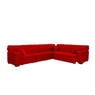 Sofá Magno 3.77x2.57m De Canto, Retrátil E Reclinável - Vermelho