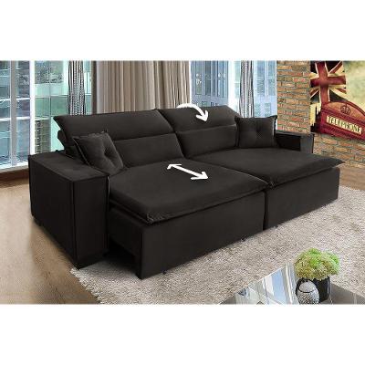 Sofá Londres 2.10m Retrátil E Reclinável Pillow Top - Marrom
