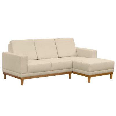 Sofá Kayrós 200cm 3 Lugares com Chaise D05 Suede Bege