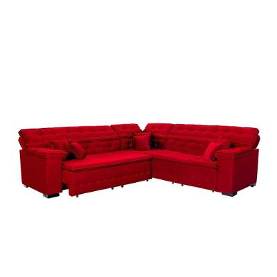 Sofá Magno 2.37x2.37m De Canto, Retrátil E Reclinável - Vermelho