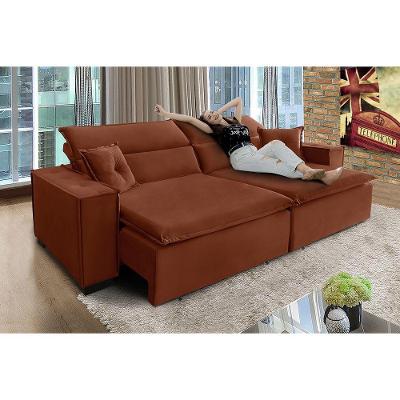 Sofá Londres 2.70m Retrátil E Reclinável Pillow Top - Terra
