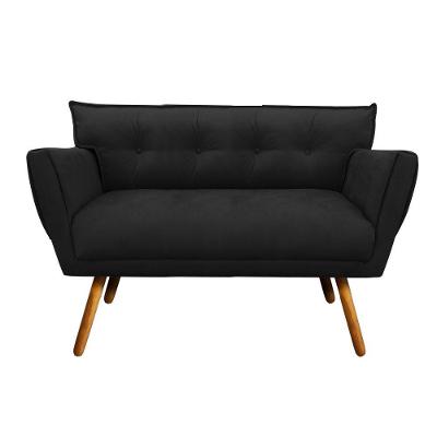 Sofá Retrô Namoradeira Anitta Suede Preto