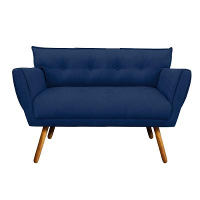 Sofá Retrô Namoradeira Anitta Suede Azul Marinho