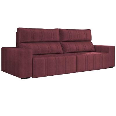 Sofá Retrátil 254cm Leonel Suede Bordô Gran Belo