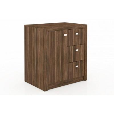 Balcão de Escritório ME4111 c/ 1 Porta e 3 Gavetas Nogal - Tecno Mobili