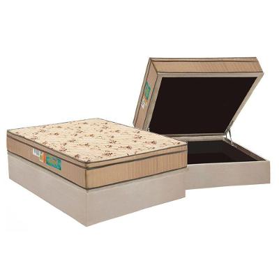 Cama Box Baú Casal: Colchão Espuma D33 Polar Pérola Euro Pillow + Base CRC Suede Clean(138x188)