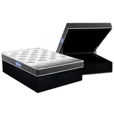 Cama Box Baú Casal: Colchão Espuma Probel D20 Guarda Costas Resistente Black + Base CRC Suede Black(138x188)