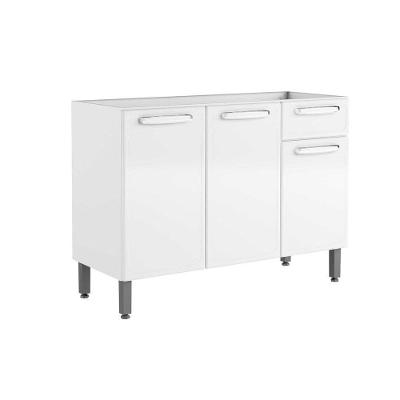 Balcão de Cozinha  Evidence 7022 3 Portas 1 Gaveta s/ Tampo 120cm Branco - Bertolini