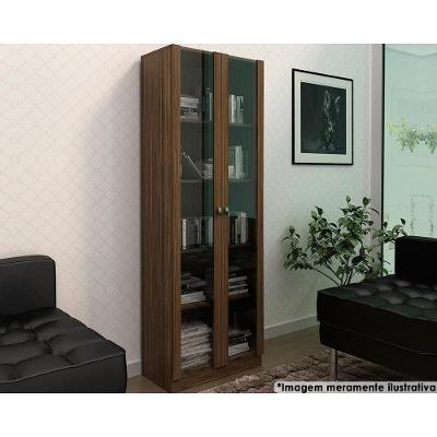 Armário De Escritório Me4115 C/ 2 Portas C/ Vidro Nogal - Tecno Mobili