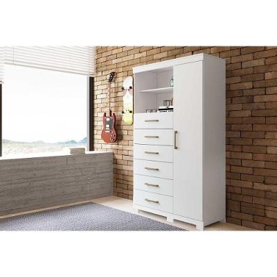 Cômoda Casal Marabá 1.6 1 Porta e 6 Gavetas c/ Pés Branco - Santos Andirá