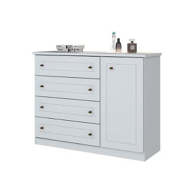 Cômoda de Quarto Americana c/ 1 Porta e 4 Gavetas Branco - Henn