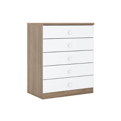Cômoda de Quarto Bala Menta c/ 5 Gavetas Rústico/Branco - Henn