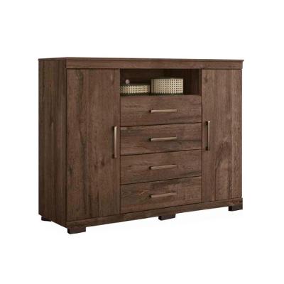 Cômoda de Quarto Master c/ 2 Portas 1 Nicho e 4 Gavetas Ébano - Santos Andirá