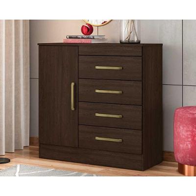 Cômoda De Quarto Montevideu C/ 1 Porta E 4 Gavetas ébano Touch - Demóbile
