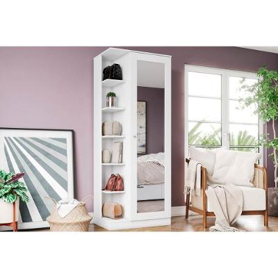 Armário Sapateira Quarto Duetto c/ 1 Porta c/ Espelho Branco - Henn