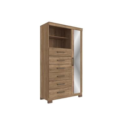 Cômoda de Quarto Marabá 1.6 c/ 1 Porta 2 Nichos e 6 Gavetas c/ Espelho e Pés Atacama - Santos Andirá