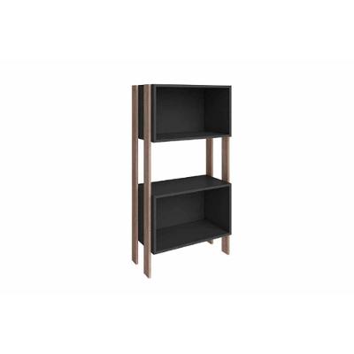 Estante de Livros RT3092 c/ 2 Nichos Rustico/Preto - Movelbento
