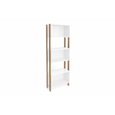 Estante de Livros RT3093 c/ 3 Nichos Rustico/Branco - Movelbento