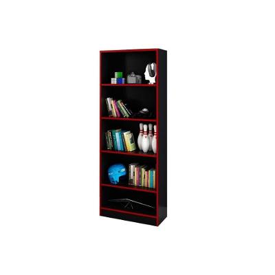 Estante Livreiro Casal ME4141 c/ 4 Prateleiras Preto/Vermelho - Tecno Mobili
