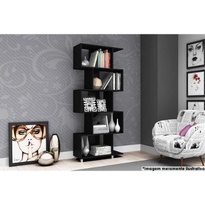 Estante Livreiro Solteiro Esm209 C/ 5 Nichos Preto - Movelbento