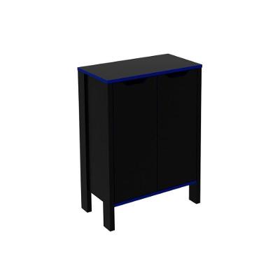 Estante Livreiro Solteiro Armário ME4164 c/ 2 Portas Preto/Azul - Tecno Mobili