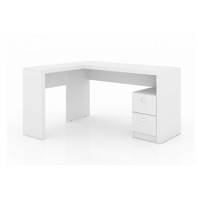 Mesa Canto p/Escritório ME4129 c/ 2 Gavetas Branco - Tecno Mobili