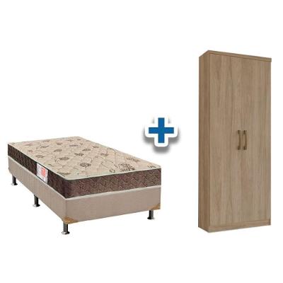 Cama Box Solteiro CRC + D33 Comfortpedic + Armário Multiuso Margarida Rústico