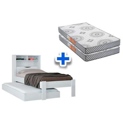 Colchão Solteiro Pérola Polar (2un) + Bicama Invicta Branco