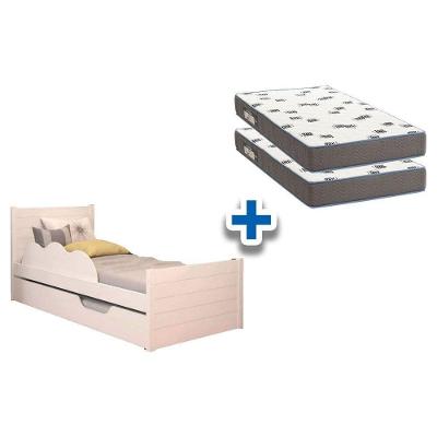 Colchão Solteiro Ortobom D33 (2un) + Bicama Elza Branco