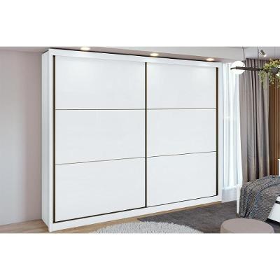 Guarda Roupa 2 Portas  de Correr e 6 Gavetas Toronto Plus Branco - Lopas