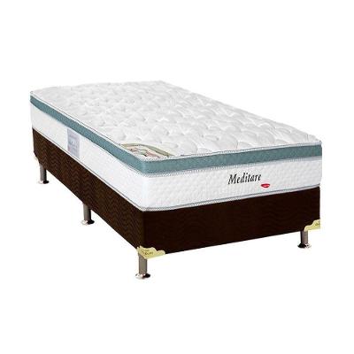 Cama Box Solteiro: Colchão Molas MasterPocket Ensacadas Herval   Meditare + Base CRC Suede Brown(88x188)