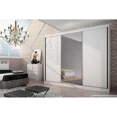 Guarda Roupa Casal 3 Portas de Correr e 8 Gavetas c/ 1 Espelho Sollo/Natus Plus Branco - Novo Horizonte