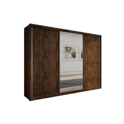 Guarda Roupa Casal 3 Portas de Correr e 6 Gavetas c/ Espelho Paradizzo Gold  Canela - Novo Horizonte