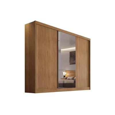 Guarda Roupa Casal 3 Portas de Correr e 8 Gavetas c/ Espelho Natus Plus Freijo Cumaru - Novo Horizonte
