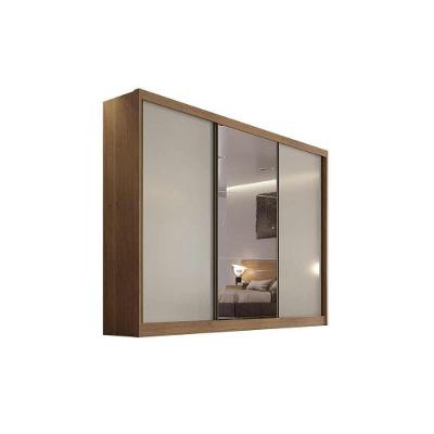 Guarda Roupa Casal 3 Portas de Correr e 8 Gavetas c/ 1 Espelho Diamond/Toulon Plus Freijo Cumaru c/ Fendi - Novo Horizonte