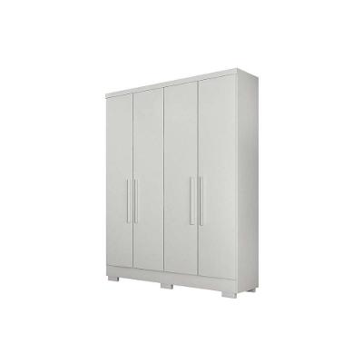Guarda Roupa Solteiro 4 Portas e 2 Gavetas c/ Espelho e Pés Milly Branco - Novo Horizonte