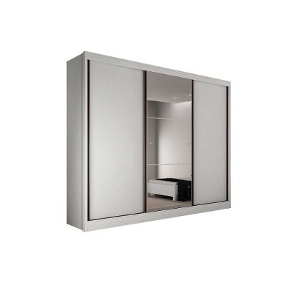Guarda Roupas 3 Portas de Correr   e 4 Gavetas c/ 1 Espelho Diamond Plus Branco - Novo Horizonte