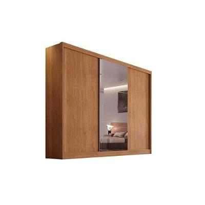 Guarda Roupas 3 Portas de Correr    e 8 Gavetas c/1 Espelho Spazzio Plus Cumaru - Novo Horizonte