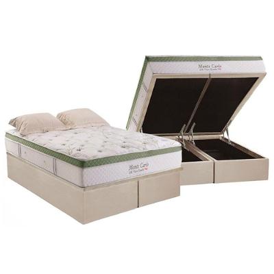 Cama Box Baú King: Colchão Molas Ensacadas Herval MasterPocket Monte Carlo HR Visco + Base CRC Suede Clean(193x203)