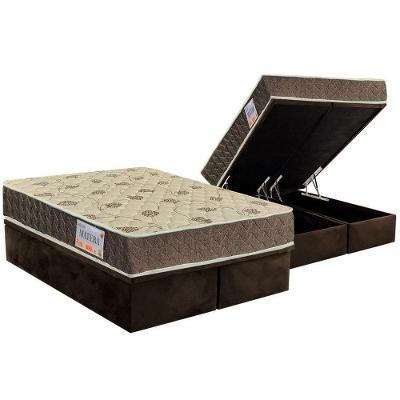 Cama Box Baú King: Colchão Espuma Orthoflex D33 / EP Matera + Base CRC Suede Brown(193x203)