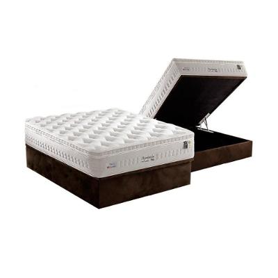 Cama Box Baú Casal: Colchão Molas MasterPocket Ensacadas Anjos   Impressione + Base CRC Suede Brown(138x188)