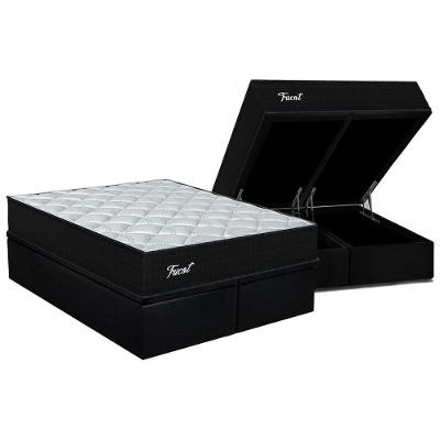 Cama Box Baú Queen: Colchão Molas Ensacadas Orthoflex MasterPocket Tricot + Base CRC Suede Black(158x198)